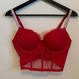 Victoria’s Secret Elegant Red Lace Bustier